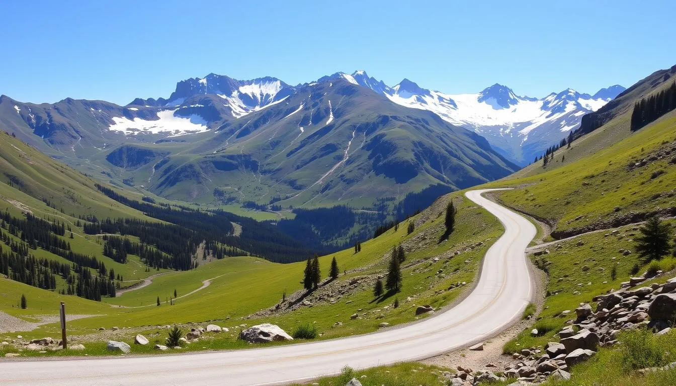 Scenic-mountain-view-of-Guanella-Pass-Scenic-Byway-with-snow-capped-peaks-in-the-background Scenic mountain view of Guanella Pass Scenic Byway with snow-capped peaks in the background