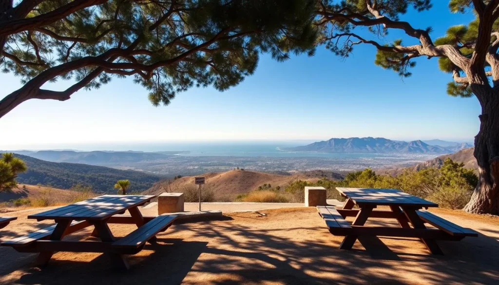 Scenic picnic area in Santa Monica Mountains with ocean views