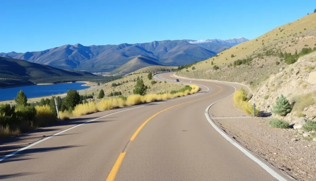 Scenic road leading to Horsetooth Mountain Open Space with mountain views and Horsetooth Reservoir visible