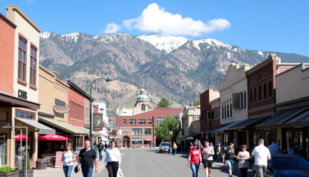 Scenic view of Glenwood Springs downtown area with mountains in background