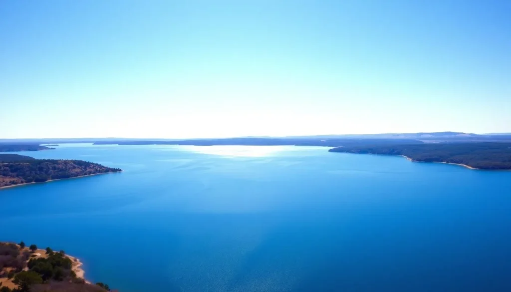 Scenic view of John Martin Reservoir with water and surrounding landscape