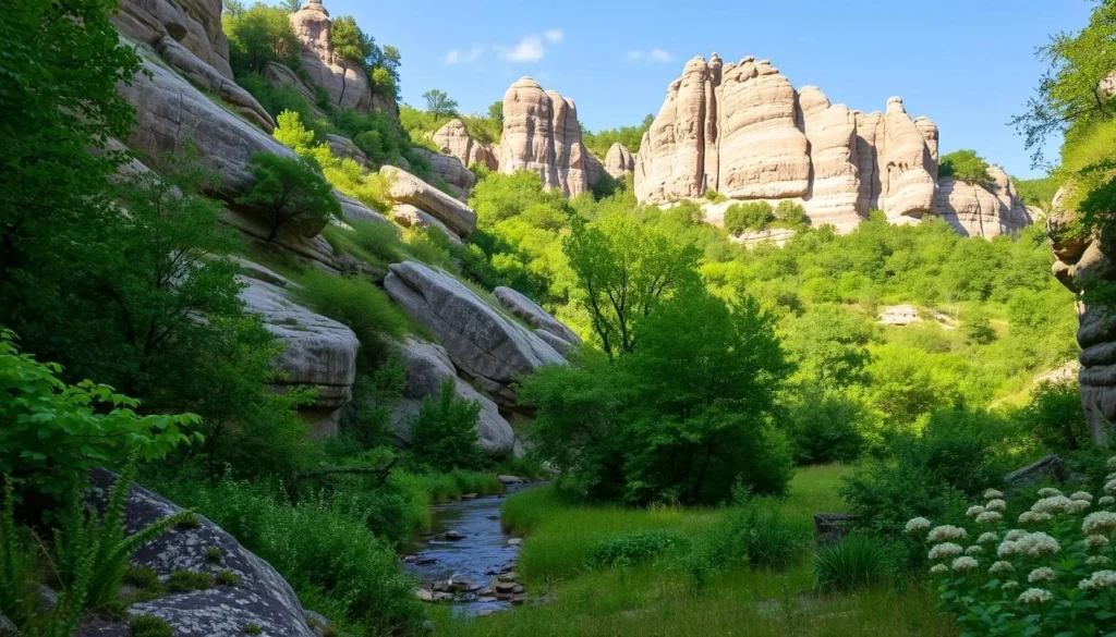 Scenic view of Matthiessen State Park showing rock formations and vegetation Scenic view of Matthiessen State Park showing rock formations and vegetation