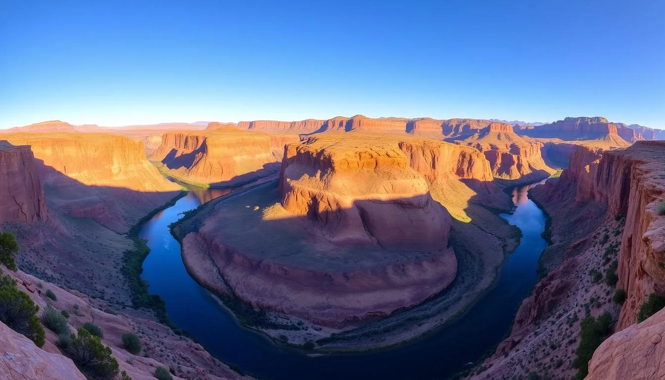 Scenic view of Salt River Canyon, Arizona with mountains and river flowing through rugged terrain