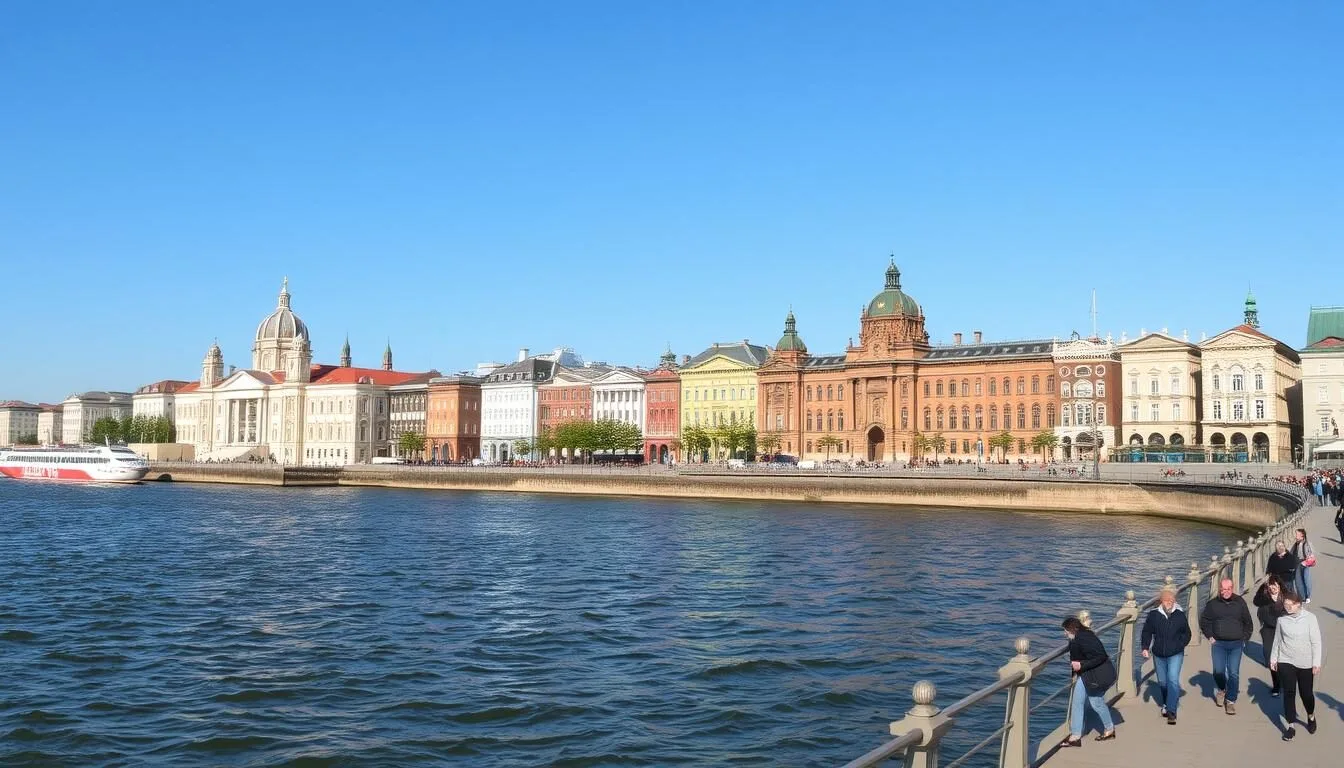 Scenic view of Saratov Oblast cityscape along the Volga River
