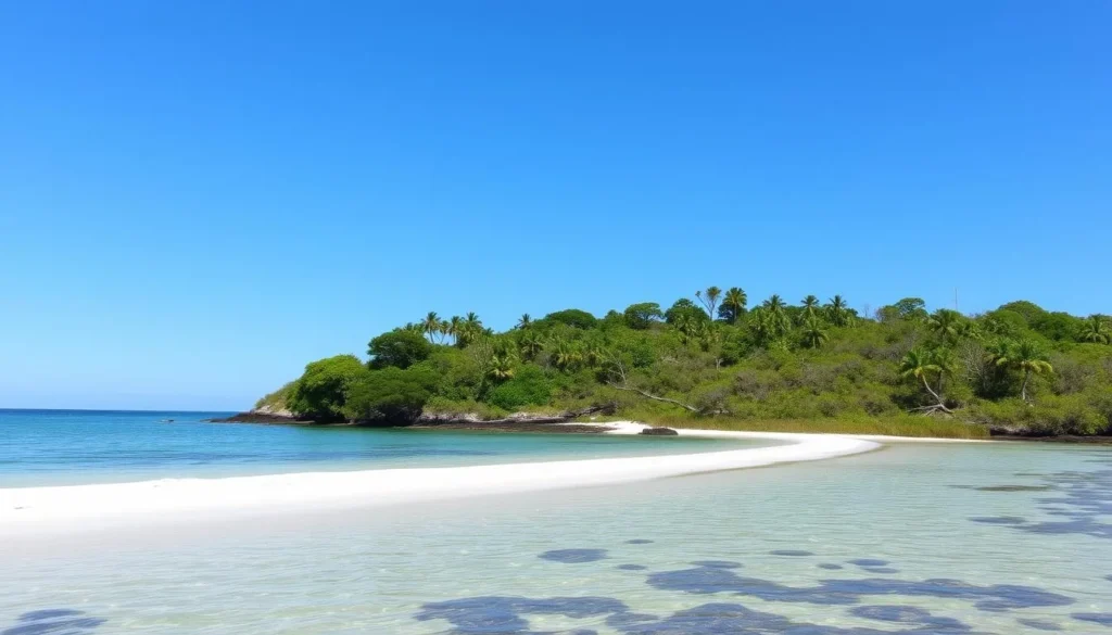 Scenic view of West Timbalier Island Louisiana coastline with natural vegetation and calm waters