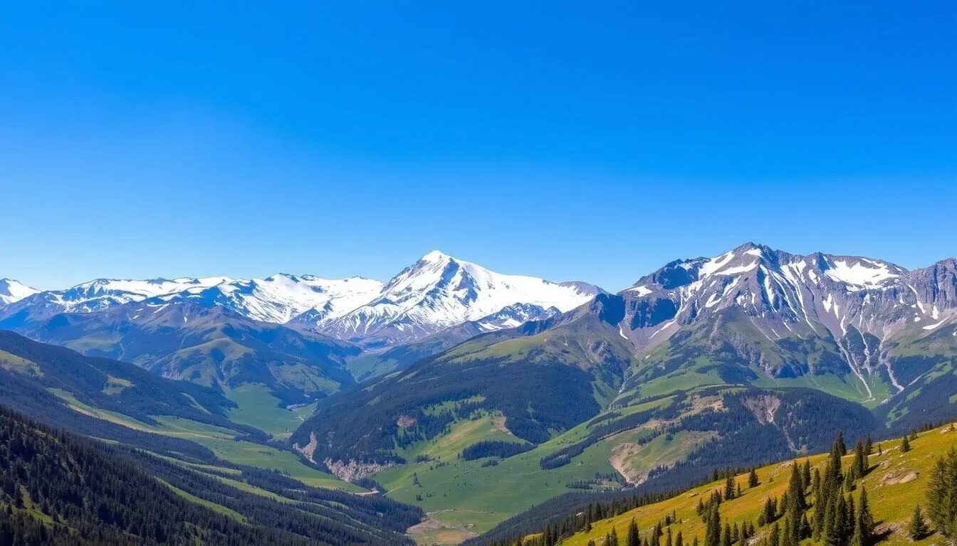 Scenic-view-of-the-Elk-Mountains-Colorado-with-snow-capped-peaks-and-green-valleys Scenic view of the Elk Mountains Colorado with snow-capped peaks and green valleys