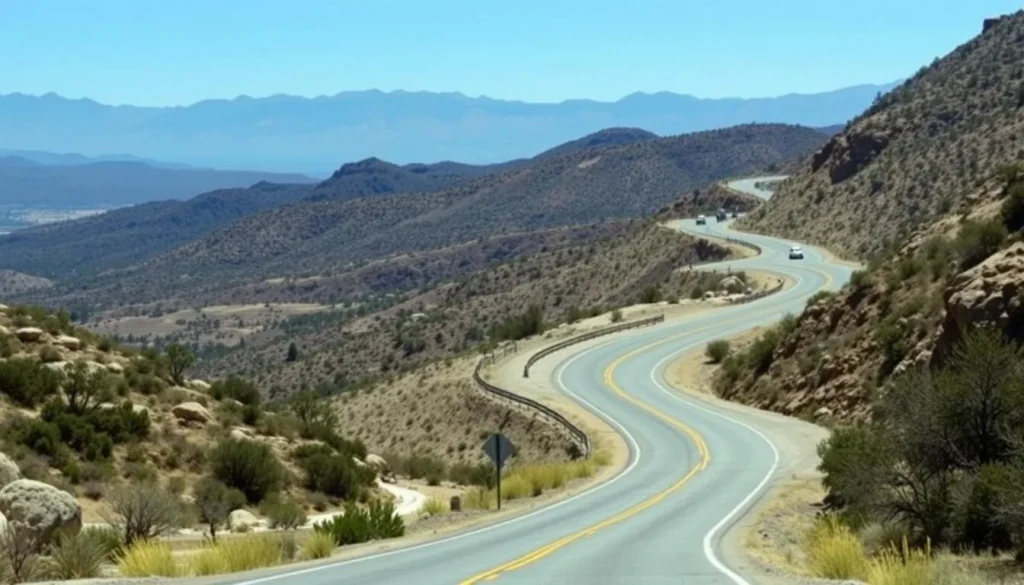 Scenic view of the Palms to Pines Scenic Byway winding through Santa Rosa and San Jacinto Mountains National Monument Scenic view of the Palms to Pines Scenic Byway winding through Santa Rosa and San Jacinto Mountains National Monument