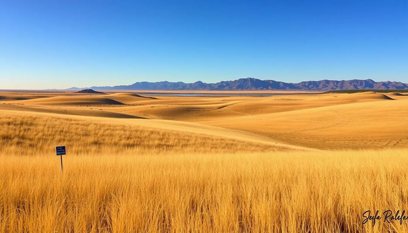 Scenic view of the rolling grasslands of San Rafael State Natural Area with distant mountains on the horizon