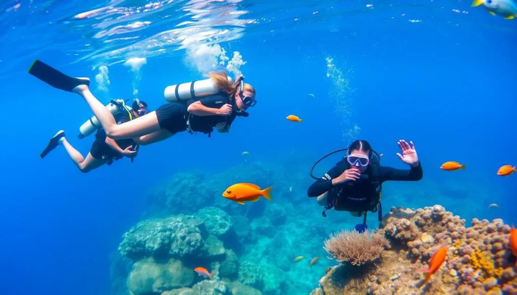 Scuba diving near the coral reefs of Sosua with colorful marine life