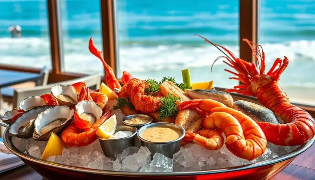 Seafood platter at a restaurant near Zuma Beach Malibu California