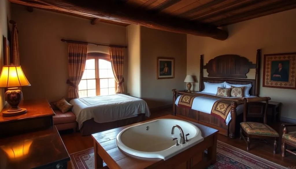 Sierra Grande Lodge guest room with Southwestern decor and large bathtub Sierra Grande Lodge guest room with Southwestern decor and large bathtub