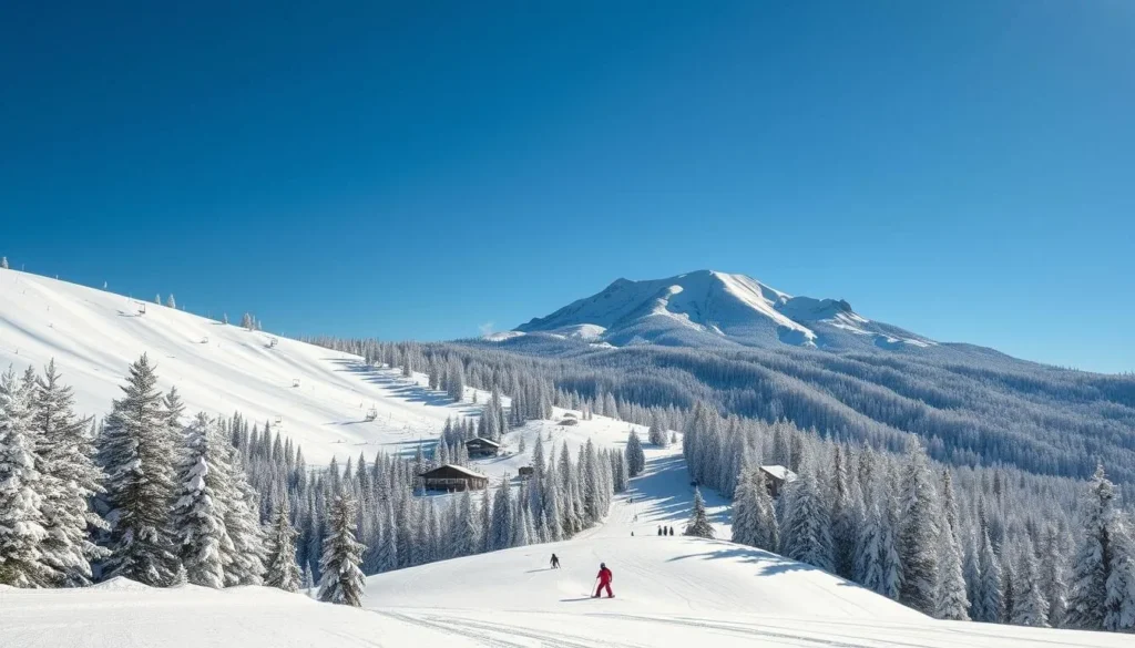 Ski Apache resort with snow-covered slopes and skiers enjoying winter activities Ski Apache resort with snow-covered slopes and skiers enjoying winter activities