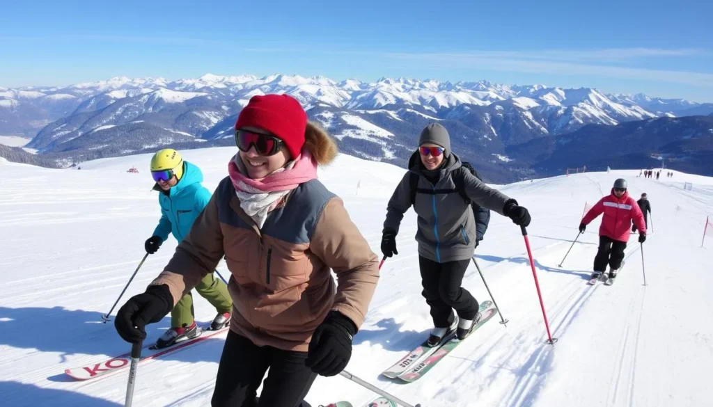 Skiers enjoying the slopes at Rosa Khutor ski resort in Krasnaya Polyana