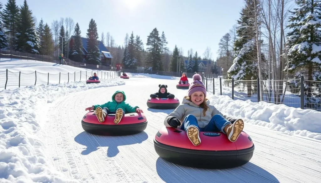 Snow tubing at Tussey Mountain Pennsylvania with families enjoying the slopes Snow tubing at Tussey Mountain Pennsylvania with families enjoying the slopes