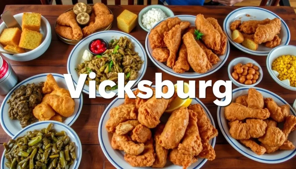 Southern comfort food meal with fried chicken, catfish, and sides Southern comfort food meal with fried chicken, catfish, and sides