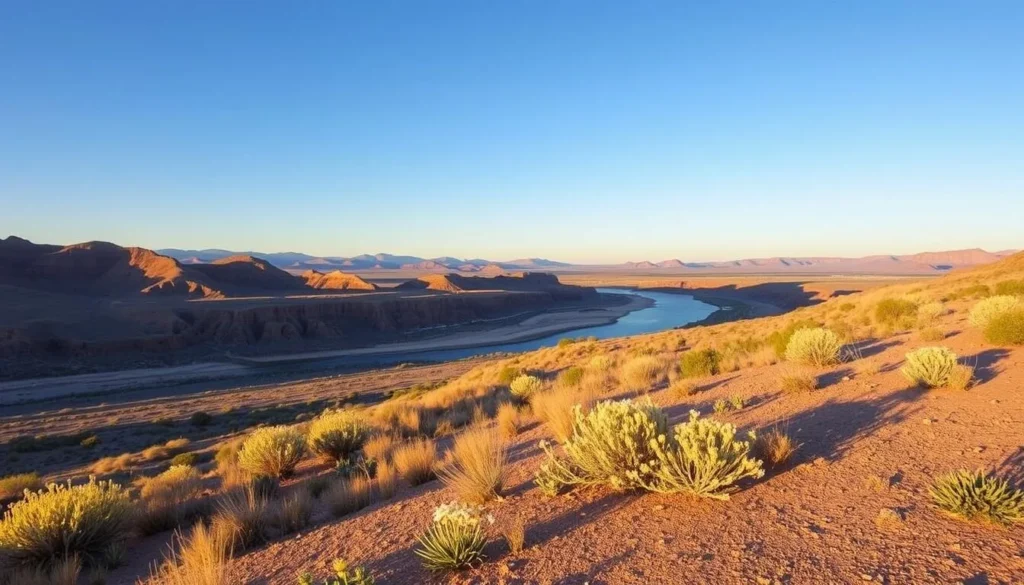 Spring at Big Bend of the Colorado State Recreation Area Nevada showing blooming desert plants and comfortable weather conditions Spring at Big Bend of the Colorado State Recreation Area Nevada showing blooming desert plants and comfortable weather conditions