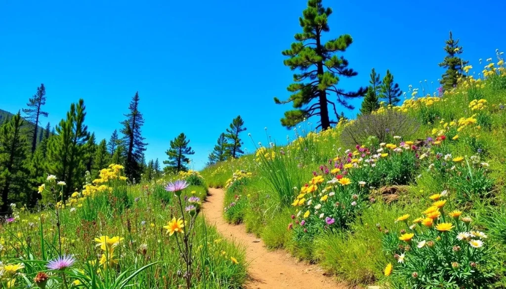 Spring wildflowers along the Pine Ridge Trail leading to Sykes Hot Springs California Spring wildflowers along the Pine Ridge Trail leading to Sykes Hot Springs California