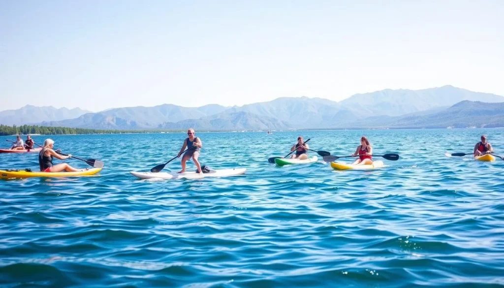 Summer day at Boyd Lake State Park with people enjoying water activities