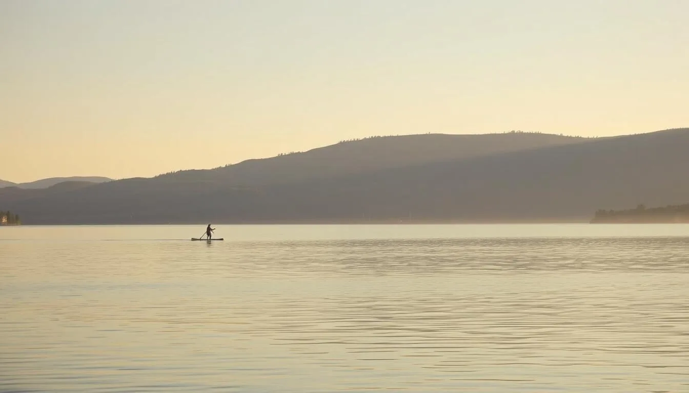 Summer morning at Horsetooth Reservoir with calm waters and few visitors