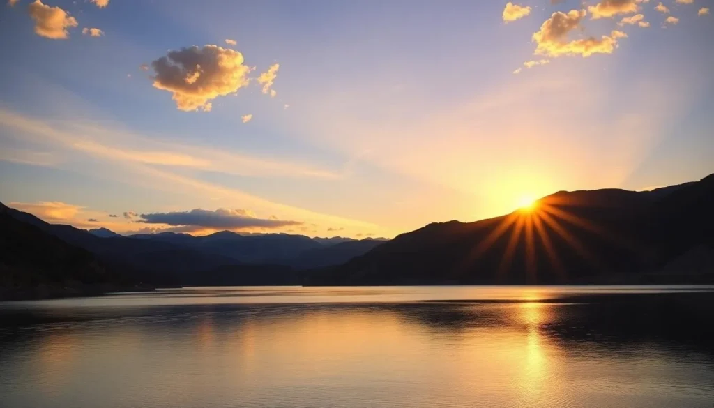 Summer sunset over Green Mountain Reservoir with golden light reflecting on calm water Summer sunset over Green Mountain Reservoir with golden light reflecting on calm water