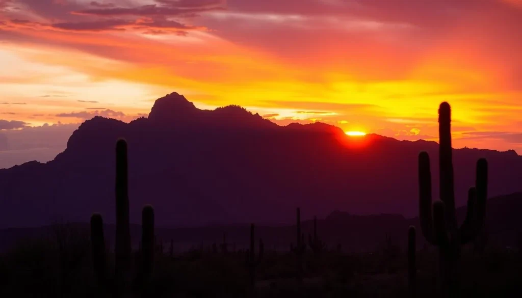 Sunset over the Superstition Mountains from Lost Dutchman State Park Sunset over the Superstition Mountains from Lost Dutchman State Park