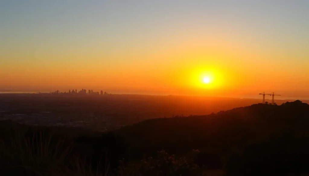 Sunset view from Will Rogers State Historic Park overlooking Los Angeles