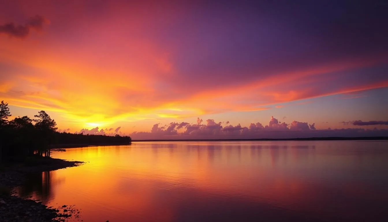 Sunset view over Toledo Bend Reservoir at North Toledo Bend State Park Louisiana