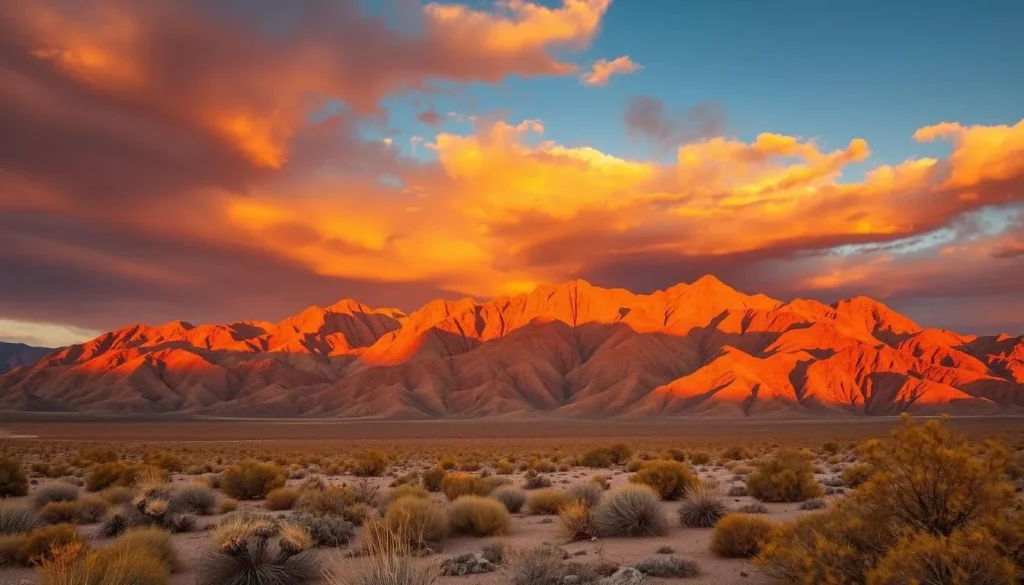 Sunset view over mountains near Ash Meadows National Wildlife Refuge Sunset view over mountains near Ash Meadows National Wildlife Refuge