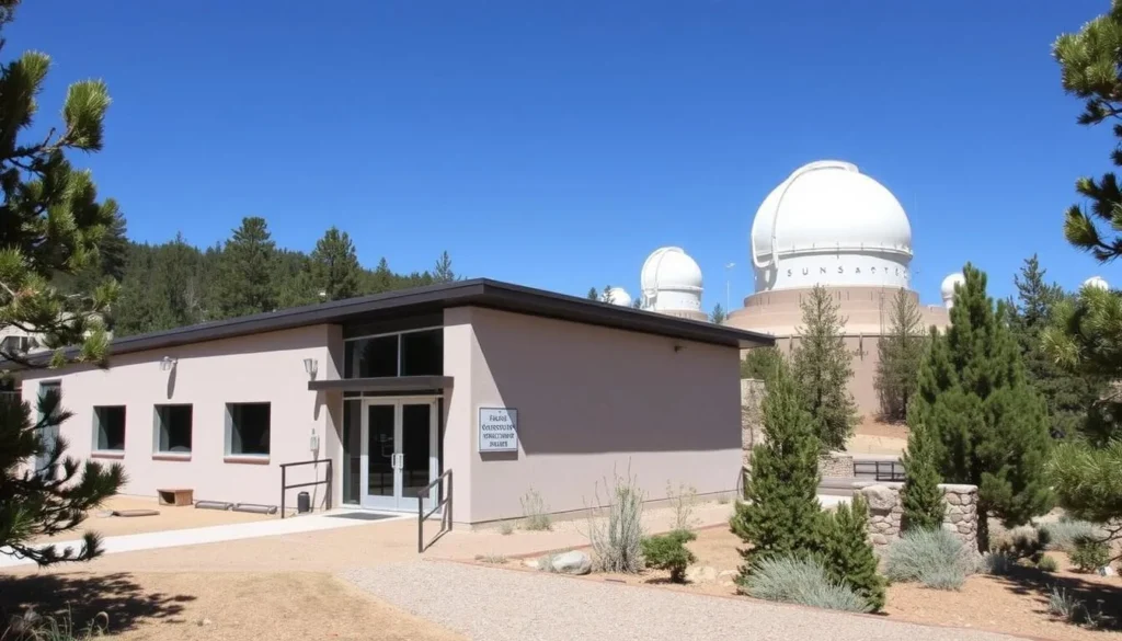Sunspot Solar Observatory visitor center with telescopes in the Sacramento Mountains Sunspot Solar Observatory visitor center with telescopes in the Sacramento Mountains