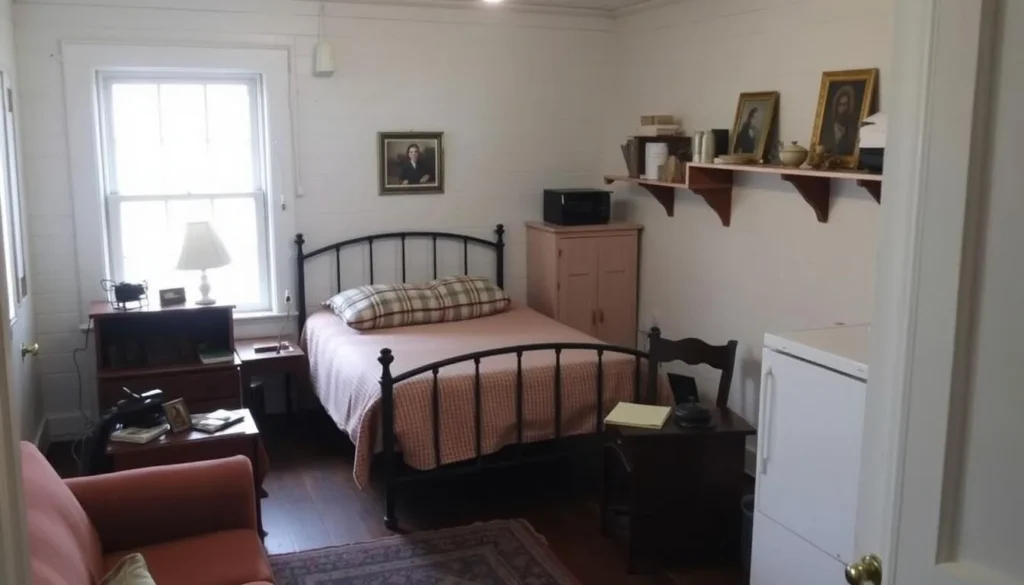 Teacher's apartment at Elgin Schoolhouse showing period furnishings and living quarters Teacher's apartment at Elgin Schoolhouse showing period furnishings and living quarters