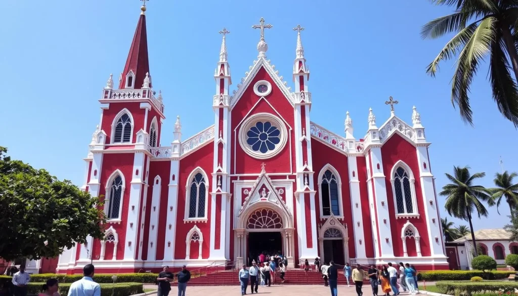 The Basilica of the Sacred Heart of Jesus in Puducherry with its Gothic architecture