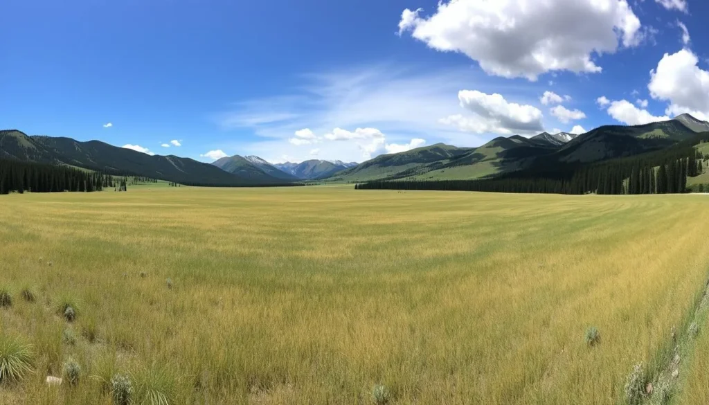 The Big Valle meadow in Valle Vidal with mountains in the background The Big Valle meadow in Valle Vidal with mountains in the background