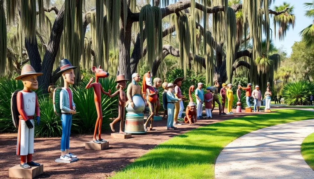 The Chauvin Sculpture Garden with unique folk art sculptures along the Wetlands Cultural Byway