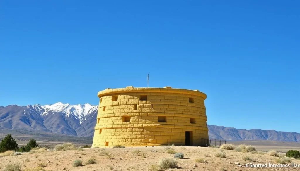 The Crestone Ziggurat spiritual monument with mountain backdrop