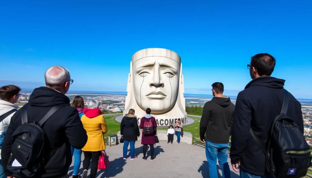 The Mask of Sorrow monument overlooking Magadan city