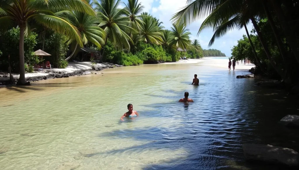 The freshwater stream Caño Frío at the western end of Playa Rincon