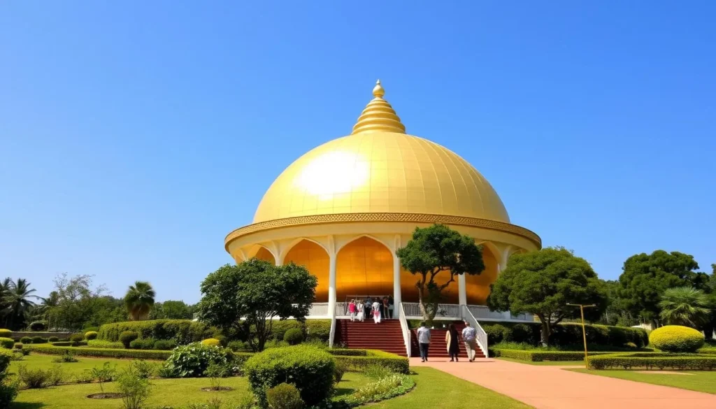 The golden dome of Matrimandir in Auroville near Puducherry