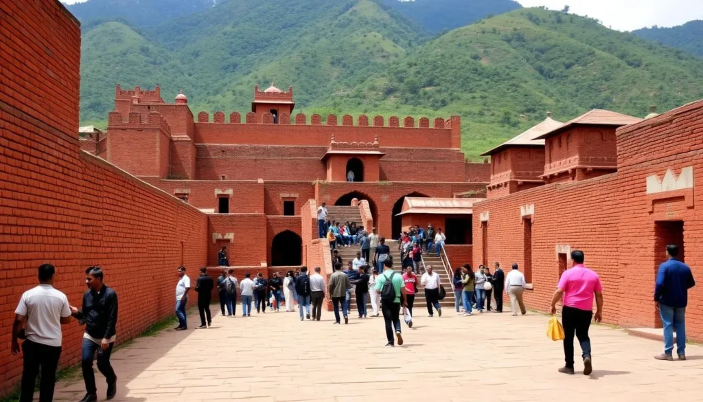 The historic Ita Fort in Itanagar showing ancient brick architecture against a backdrop of green hills