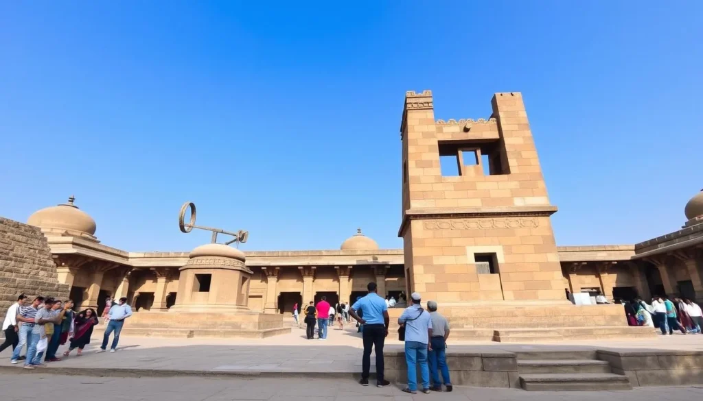 The historic Jantar Mantar observatory in Ujjain with its astronomical instruments