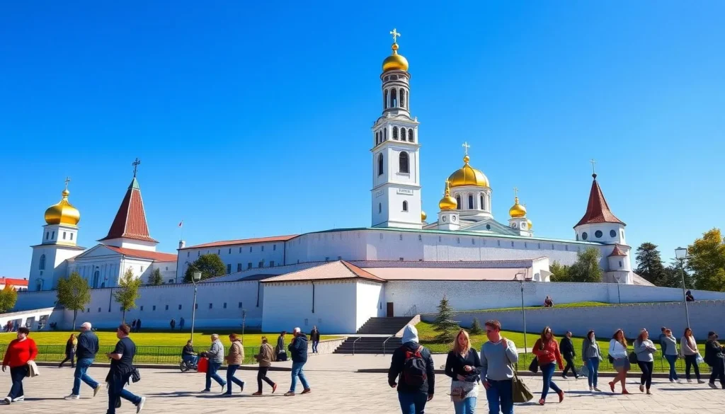 The historic Ryazan Kremlin complex with its distinctive architecture and Cathedral Bell Tower The historic Ryazan Kremlin complex with its distinctive architecture and Cathedral Bell Tower