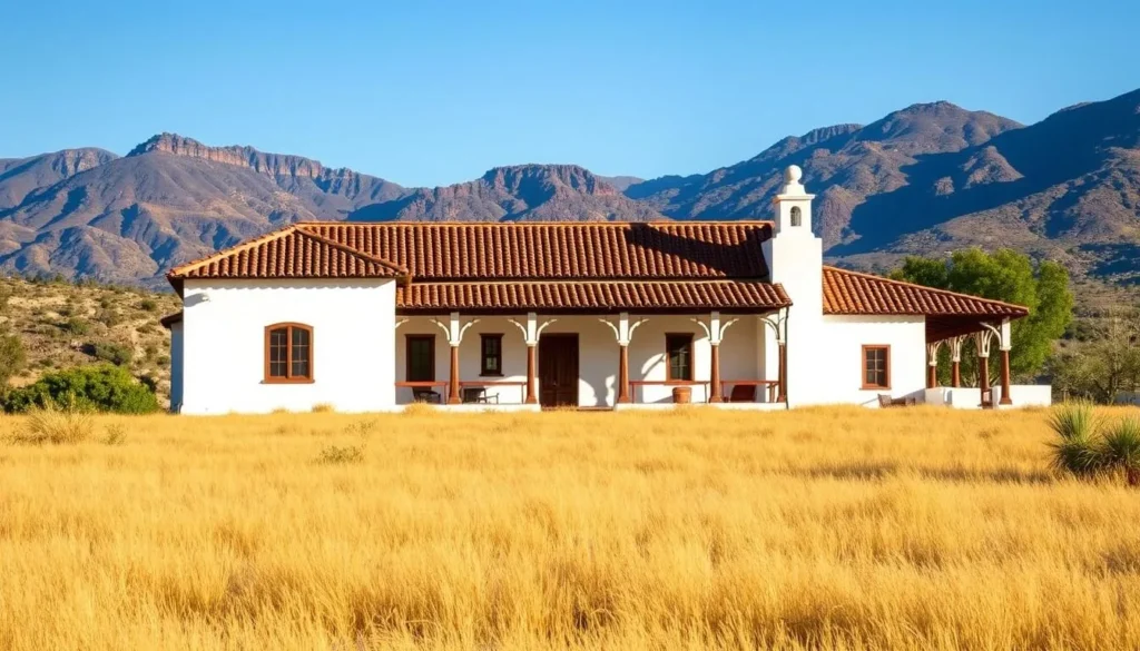 The historic San Rafael Ranch House with its Spanish Colonial Revival architecture surrounded by grasslands