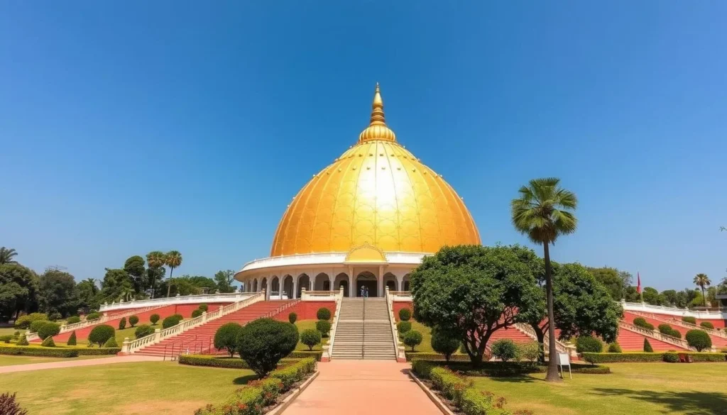 The iconic Matrimandir golden dome in Auroville near Pondicherry