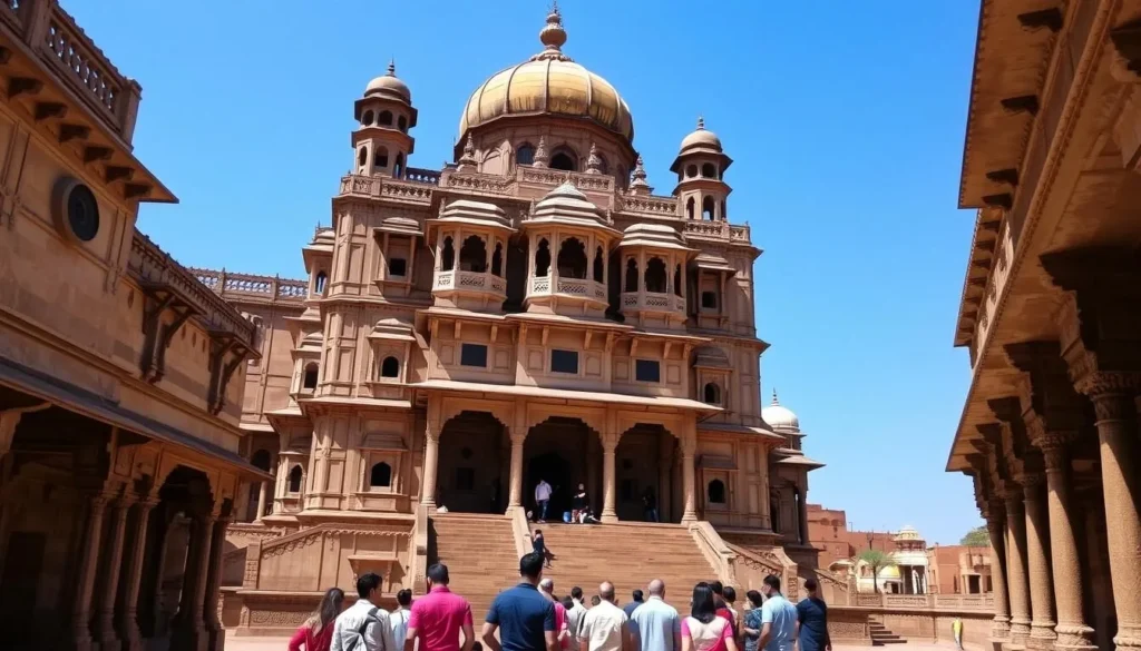 The magnificent Jahangir Mahal in Orchha Fort Complex with intricate architecture