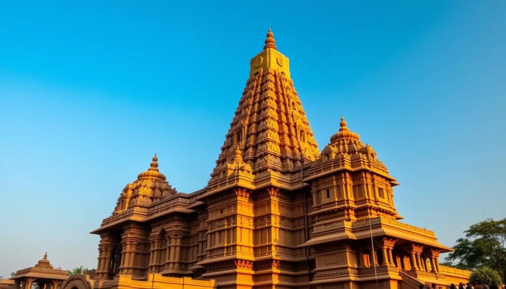 The magnificent Lingaraj Temple in Bhubaneswar with its intricate stone carvings and towering spire