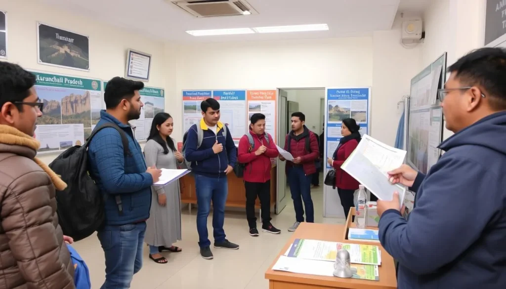 Tourist information center in Itanagar with visitors getting travel advice from local guides