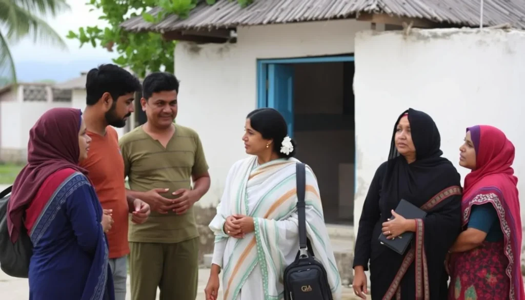 Tourist respectfully interacting with local Lakshadweep residents