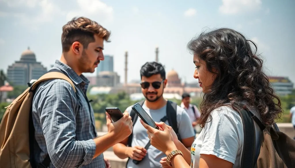 Tourist using a mobile app to navigate while exploring Bengaluru city, Karnataka India best things to do