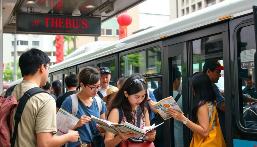 Tourist using public transportation to reach Chinatown Honolulu