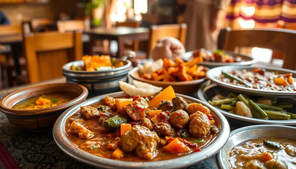 Traditional Bundeli cuisine served in a local restaurant in Orchha
