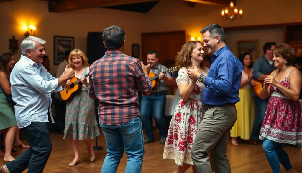Traditional Cajun dance performance in Lafayette near the Acadian Cultural Center